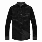 armani hommes chemise carreaux classique pas cher populaire noir skm